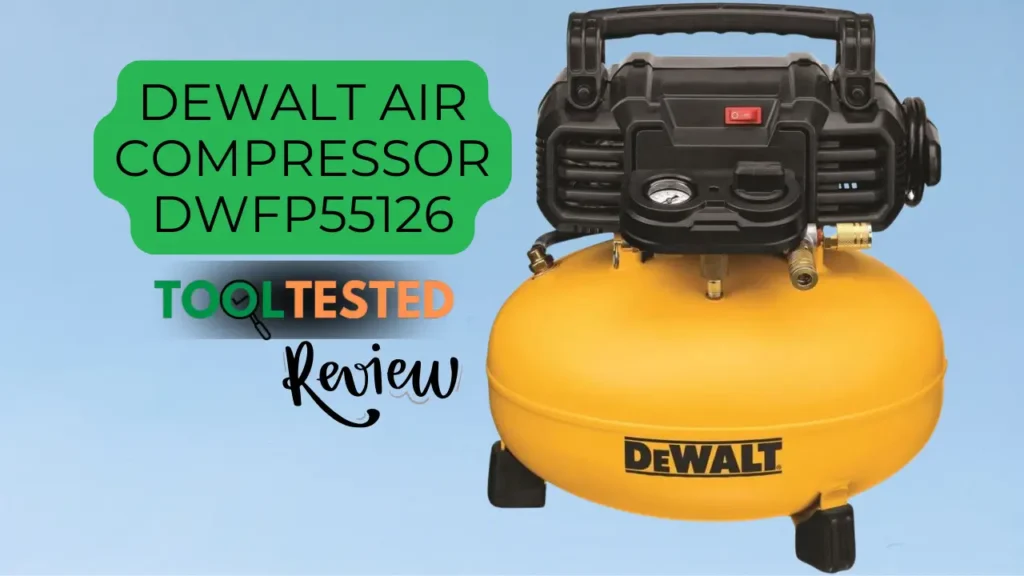 DEWALT DWFP55126 Pancake Air Compressor in a realistic hero product shot for a Tool Tested review.