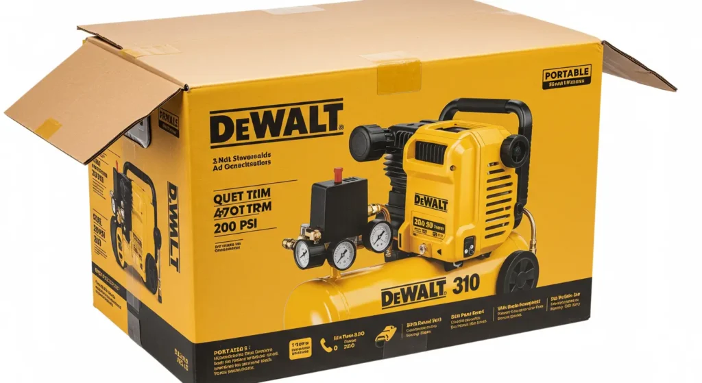 DEWALT DWFP55130 Review packaging, sturdy box, features highlighted - Tool Tested