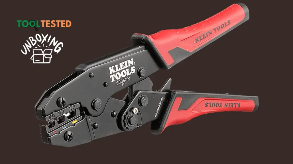 Close inspection of the hot-riveted joint on Klein Tools Crimping Pliers in a Tool Tested review, demonstrating smooth operation.