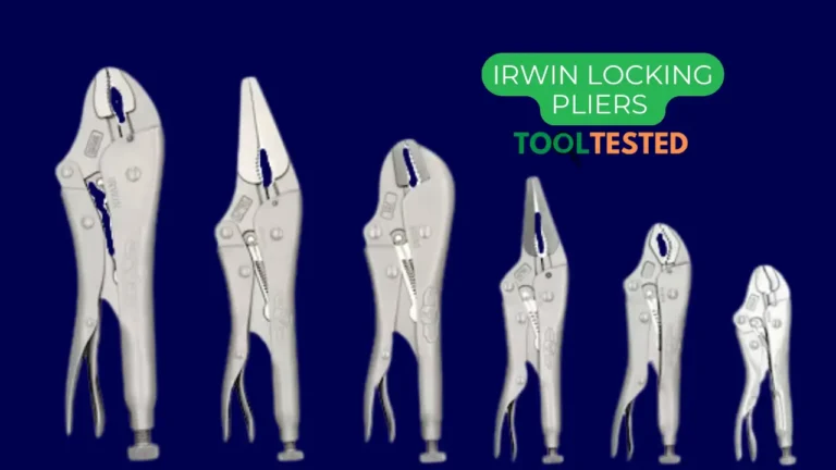 Close-up of Irwin Curved Jaw Locking Pliers with Wire Cutter, prominently displaying the "Tool Tested" seal of approval. Read the full Irwin locking pliers review on ToolTested Blog to see why these are a top pick for 2025. #lockingpliersreview #Irwin #ToolTestedBlog