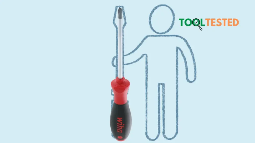 Wiha screwdriver with a cartoon character illustration on the background.