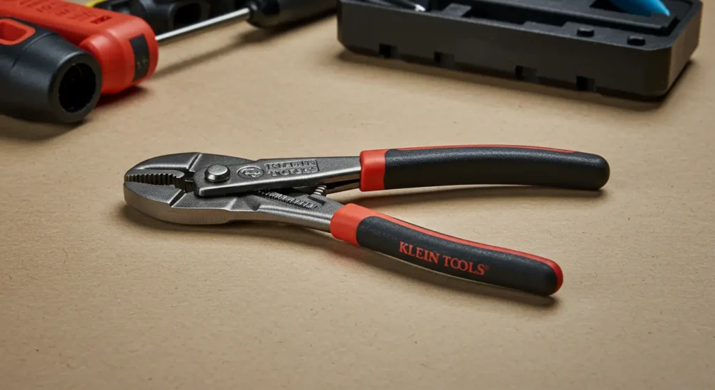 Klein Tools Lineman's Pliers product showcase as reviewed by Tool Tested, highlighting the iconic design and features.