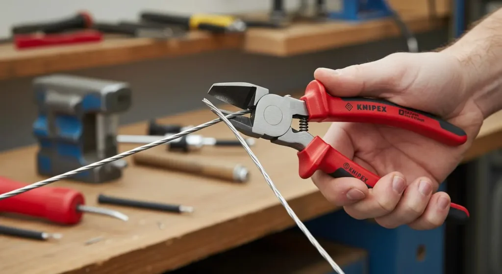 Knipex Cutting Pliers wire cutting performance test, demonstrating clean and efficient cuts, reviewed by Tool Tested.