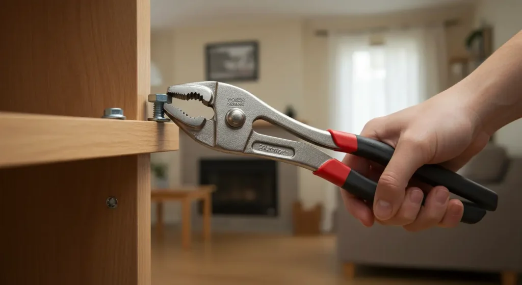 Slip-joint pliers being used for a household repair task, a common application highlighted on Tool Tested, in 16:9 ratio.