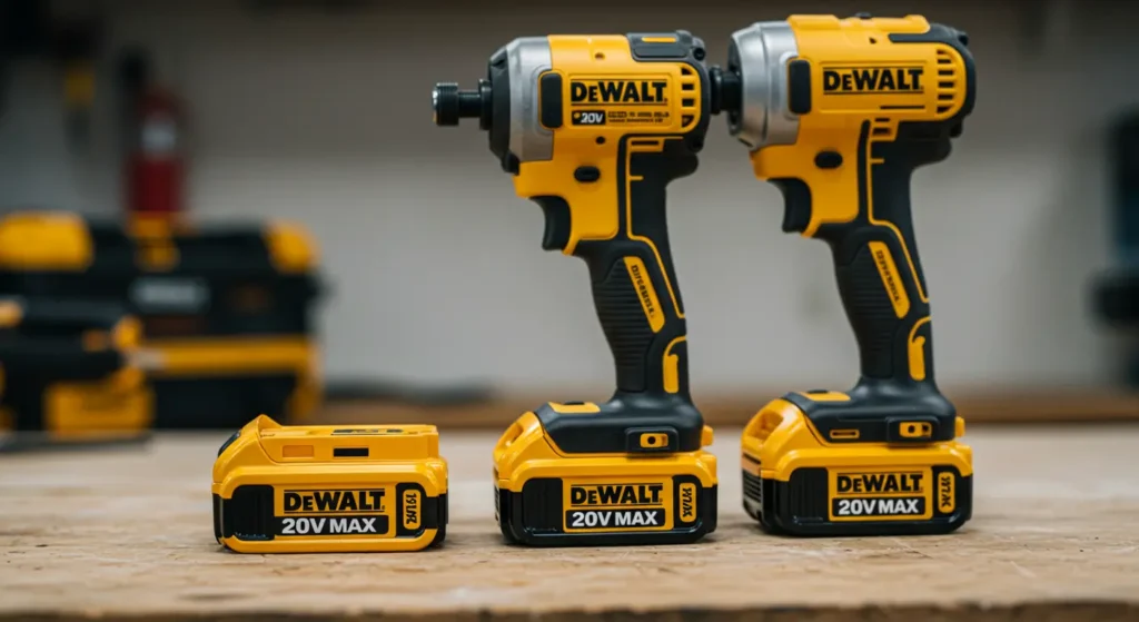 DEWALT 2.0Ah and 5.0Ah 20V MAX batteries for the DCF845 Impact Driver - Battery life options reviewed by Tool Tested.