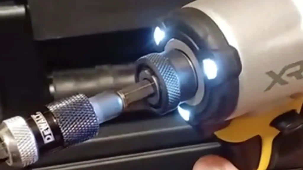 DEWALT DCF845 Impact Driver LED Lights - Tri-beam design illuminates dark corners effectively.  Feature highlight on Tool Tested.