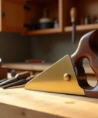 A close-up of a high-quality hand plane on a wooden workbench, surrounded by other woodworking hand tools. A beginner's step-by-step guide from Tool Tested.