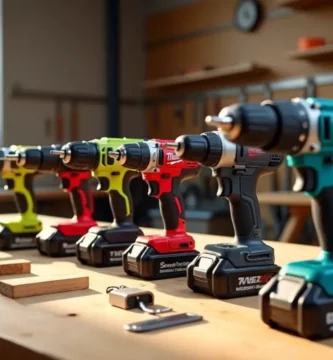 A lineup of the 7 best cordless drills from top brands like DeWalt, Milwaukee, and Flex, arranged on a workbench for a lab-tested review by Tool Tested.
