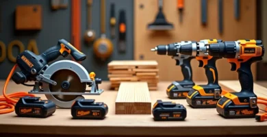 A side-by-side visual comparison of a corded circular saw and a cordless one on a workbench, illustrating the key difference between corded vs cordless tools, reviewed by Tool Tested.