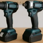 A side-by-side comparison showing the difference in size and design between an impact driver and a drill. Tool Tested