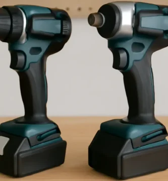 A side-by-side comparison showing the difference in size and design between an impact driver and a drill. Tool Tested