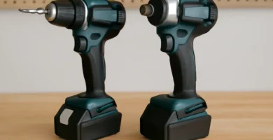 A side-by-side comparison showing the difference in size and design between an impact driver and a drill. Tool Tested
