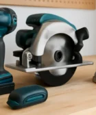 A close-up view of clean, well-maintained power tools on a workbench, showing an organized setup. Tool Tested