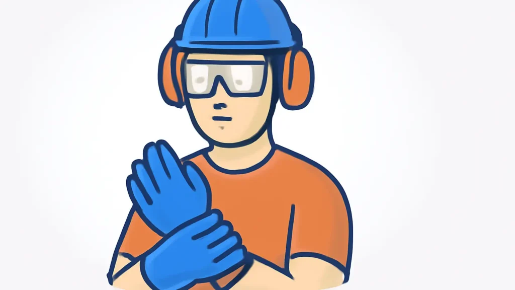 A person wearing a hard hat, safety glasses, hearing protection, and work gloves while working on a DIY projects. This image highlights essential DIY safety tools and is a great visual for the Tool Tested website.