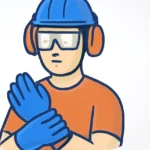 A person wearing a hard hat, safety glasses, hearing protection, and work gloves while working on a DIY projects. This image highlights essential DIY safety tools and is a great visual for the Tool Tested website.