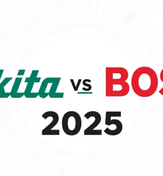 A graphic with the text "Makita and Bosch" and "2025" on a gray background, representing a comparison of the two power tool brands.