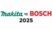 A graphic with the text "Makita and Bosch" and "2025" on a gray background, representing a comparison of the two power tool brands.