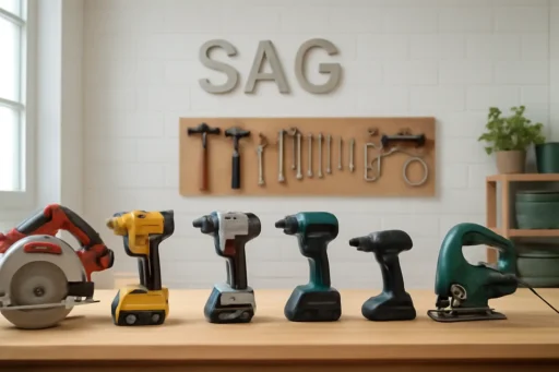 Budget vs Premium Power Tools comparison in a Smart AI Gears workshop, showcasing a mix of tools for various projects.