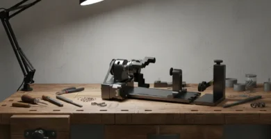 A high-quality xTool RA2 Pro laser rotary attachment being tested on a wooden workbench for a Tool Tested product review focusing on the xTool RA2 Pro Review keyword.
